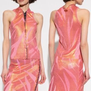 Diesel Glossy Lurex Ribbed Knit Sleeveless Top - XS - NWT